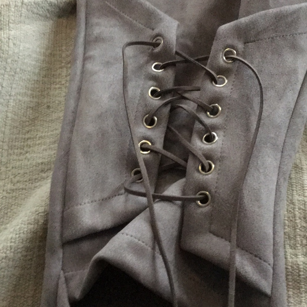 Microsuede lace up leggings
